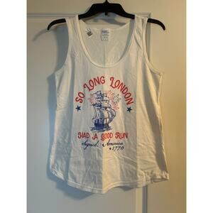 NWT Port and Company Women's Tank Top S0 LONG LONDON..1776 4th July Sz Sm